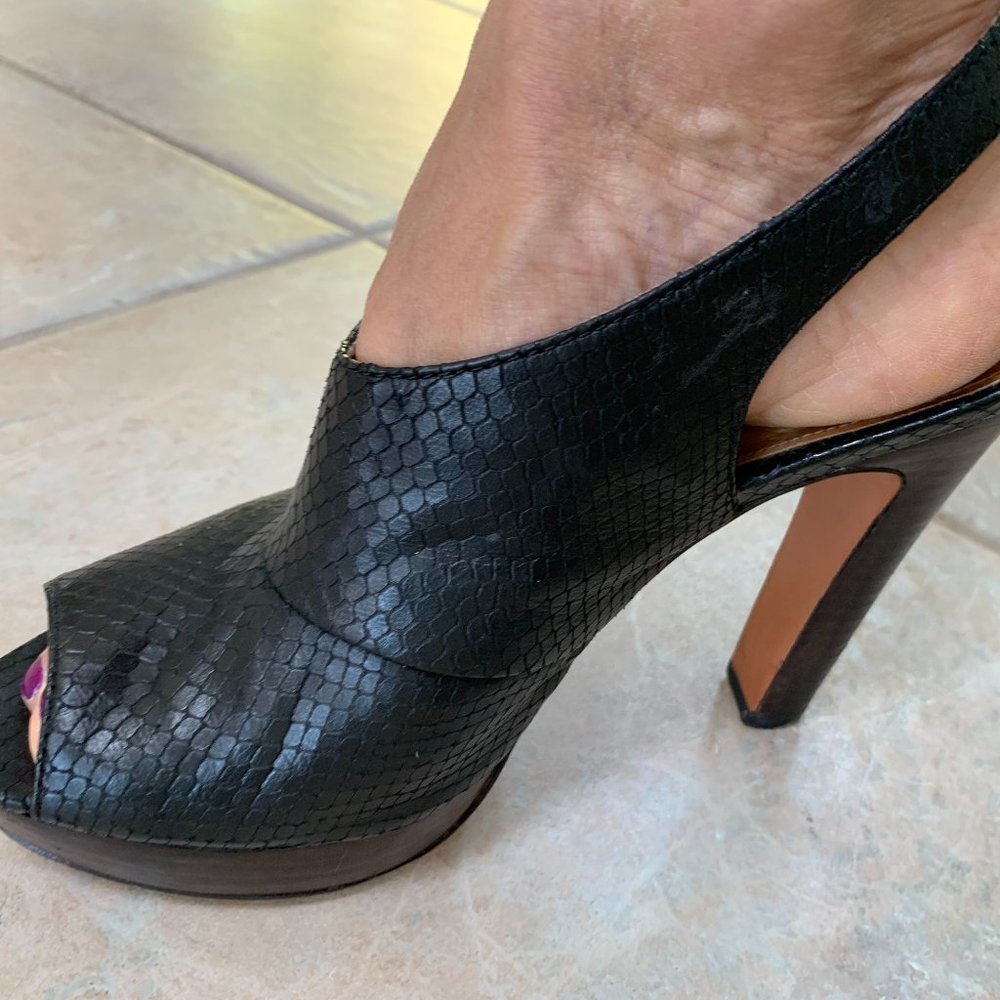 Coach Sling Back Open Toe High Heel Shoe Size 8.5 B